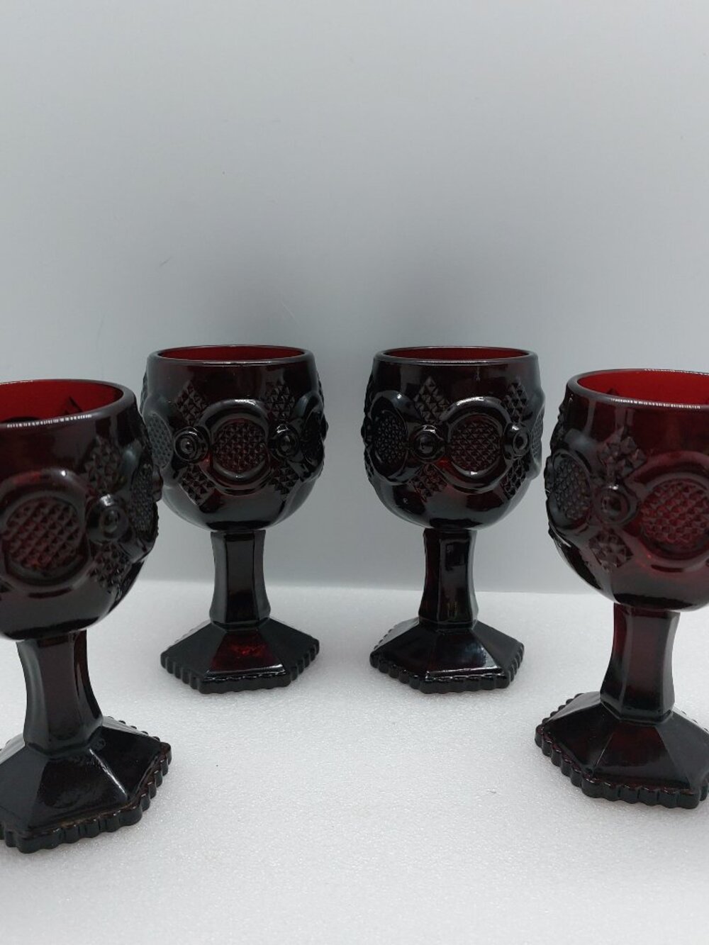 Set Of 4 Cape Cod Small 4 1/2" Goblets by Avon Ruby Red - Picture 2 of 10